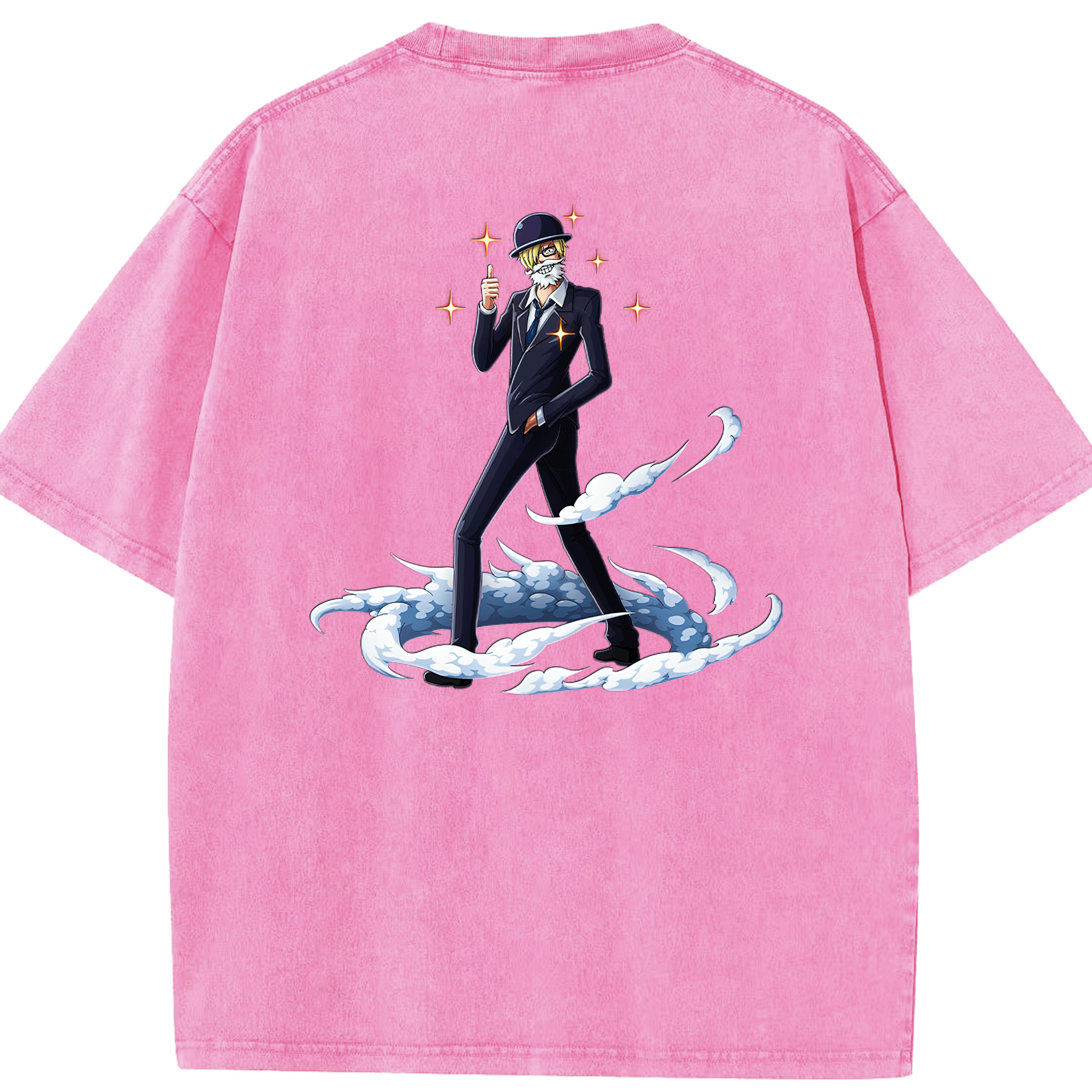 ワンピース サンジ ONE PIECE Sanji 綿100% ヴィンテージ風 半袖Tシャツ（背面プリント）